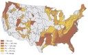Map and legend showing percent loss of U.S. interior forest between 2001 and 2011