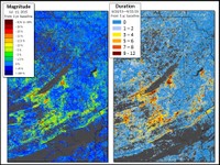 ForWarn maps compare magnitude and duration of 2015 gypsy moth defoliation in Pennsylvania