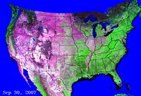 NASA Moderate Resolution Imaging Spectroradiometer (MODIS) satellite imagery will be a key component of the early warning system, detecting changes at various scales and timeframes. Remote sensing imagery in this map shows significant vegetation changes.