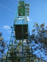 A 70-ft. tower built in 2004 was instrumented to continuously measure carbon and water fluxes in a 15-year-old loblolly pine plantation on the coastal plain of eastern North Carolina. - Photo by Ge Sun