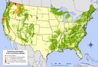 A map of geographic hot spots of wildland forest fire occurrence 