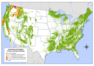 hotspots of fire occurrence across the conterminous united states for 2015